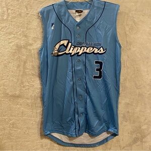 Central Ohio Clippers Shirt Men’s Lt.Blue Jersey AAA Minor League #3 Clark